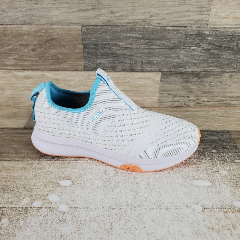 KURU Atom Womens Shoes Sz 8.5 M Running Bright White Topaz Blue Slip On Sneakers